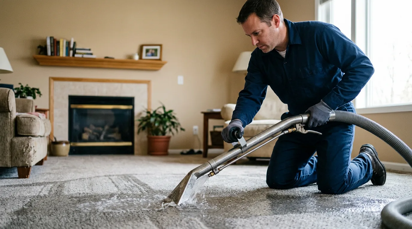 Water damage restoration technician working near Madison, PA